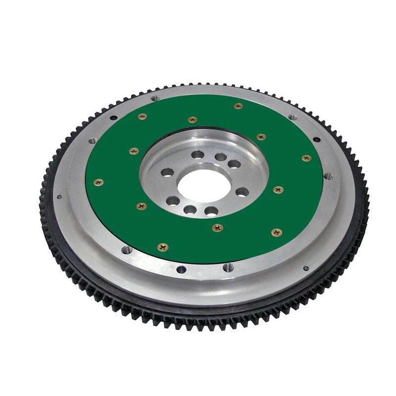 Fidanza 66-740 lightweight aluminum flywheel with a bolt-on steel friction plate and hardened ring gear.