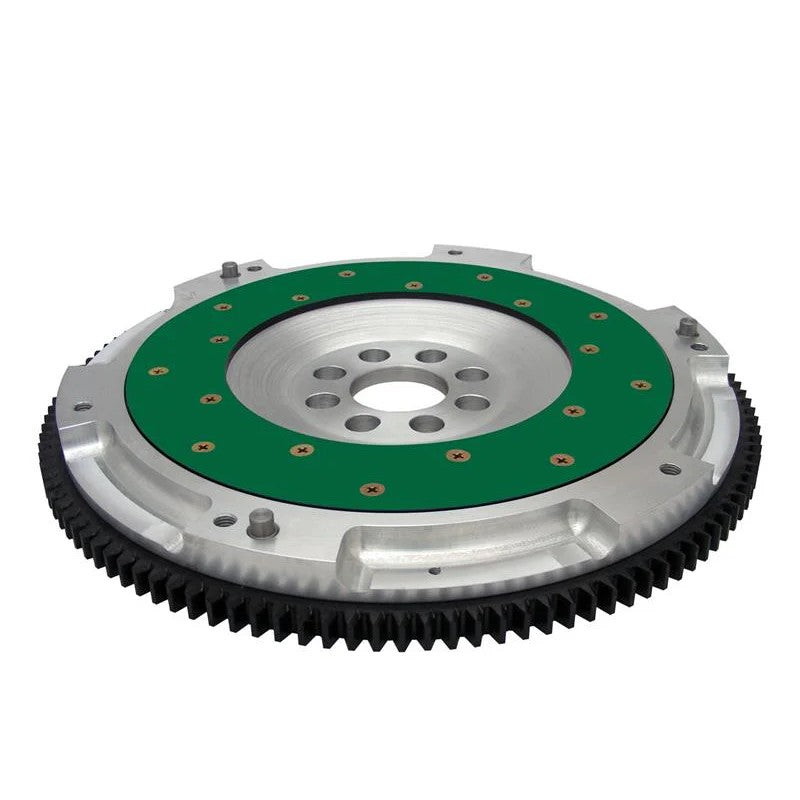 Fidanza 130901 aluminum flywheel featuring a billet aluminum body and replaceable steel friction plate.