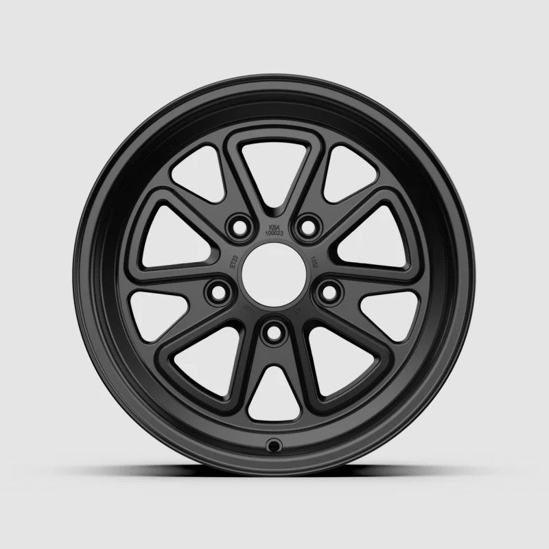 Fifteen52 Outlaw 001 16x8 wheel in Asphalt Black with a 5x130 bolt pattern and multi-spoke design.
