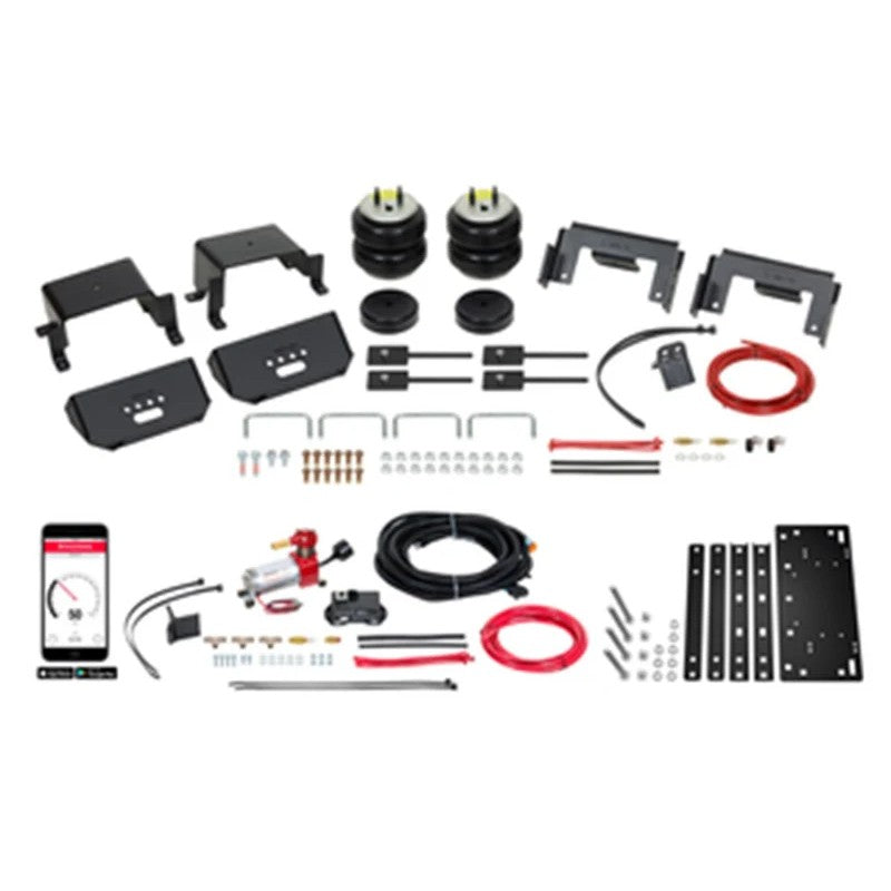 Firestone Ride-Rite air springs with wireless compressor and no-drill mounting hardware for 2015-2025 Ford F-150