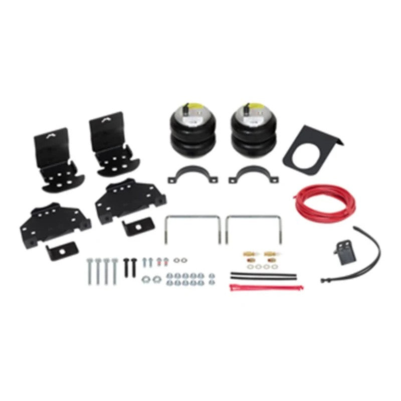 Firestone Ride-Rite air helper spring kit components including bellows, brackets, and hardware for Ford E-450.