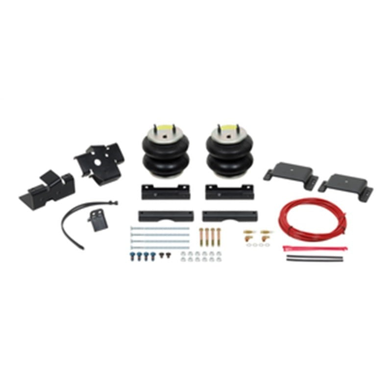 Firestone Ride-Rite 2598 rear air helper spring kit including bellows, mounting brackets, air lines, and hardware.