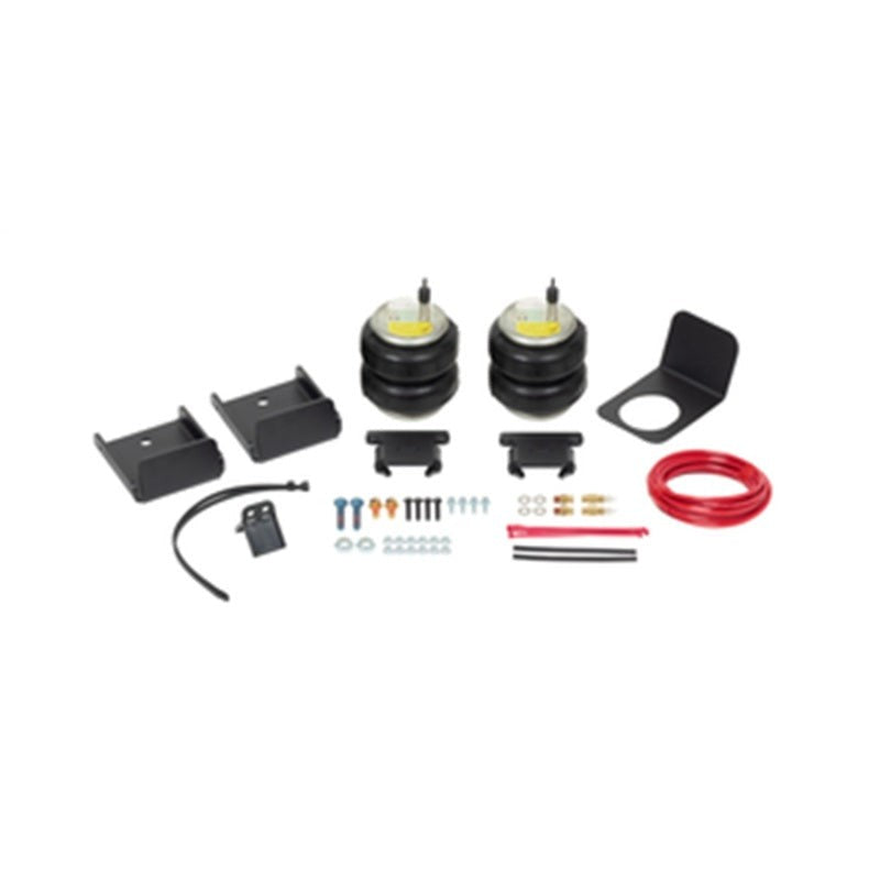 Firestone Ride-Rite rear air spring helper kit with heavy-duty rubber bellows and steel mounting brackets.