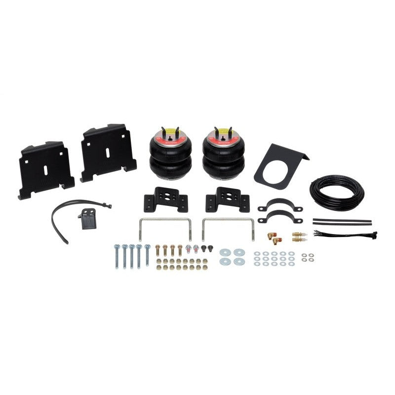 Firestone Ride-Rite RED Label extreme duty air springs with commercial-grade rubber bellows and steel mounting hardware.