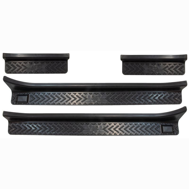 Fishbone Offroad FB15111 black TPU door sill entry guards for 2018-2025 Jeep Wrangler 4-Door JLU.