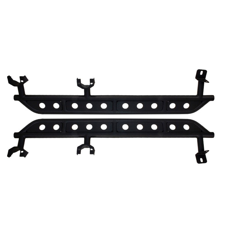 Fishbone Offroad black textured powder coated step sliders for 2018-2025 Jeep Wrangler JL 4-Door