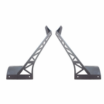Black textured steel windshield brackets by Fishbone Offroad for mounting a 52 inch light bar on a Jeep JL or JT.