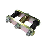 Zinc-plated 3/8-inch steel greaseable leaf spring shackles with polyurethane bushings for 1946-1975 Jeep CJ-5.