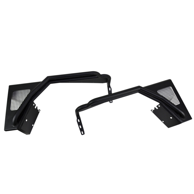 Fishbone Offroad front steel tube fenders with 3-inch flares and perforated side panels in black textured powder coat.