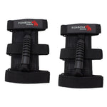 Pair of black nylon Fishbone Offroad grab handles with three-strap roll bar attachments.