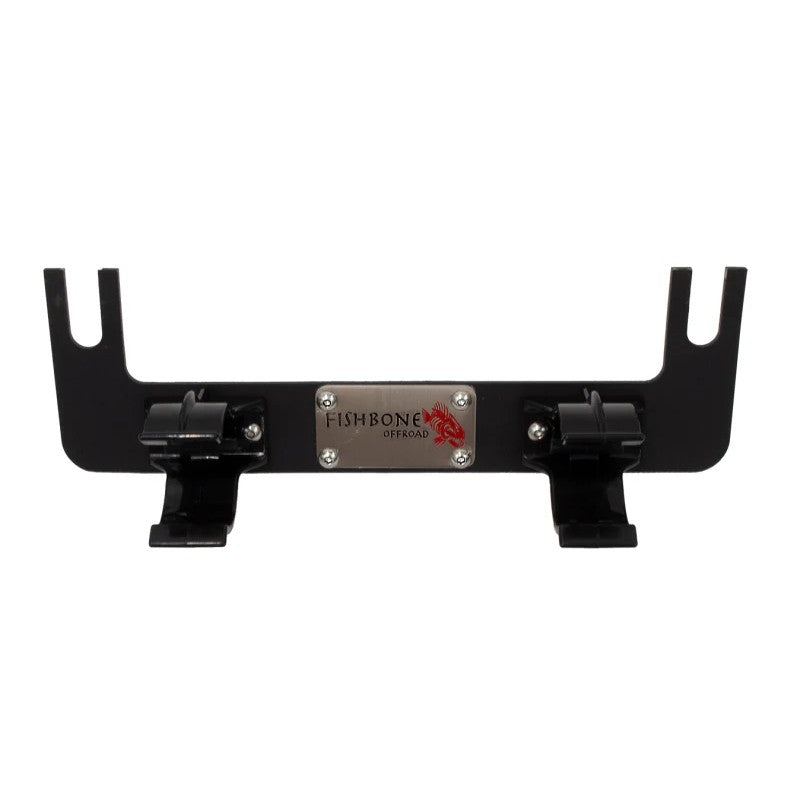 Black powder coated 11-gauge steel flashlight mount for Jeep YJ front seat brackets with mounting clips