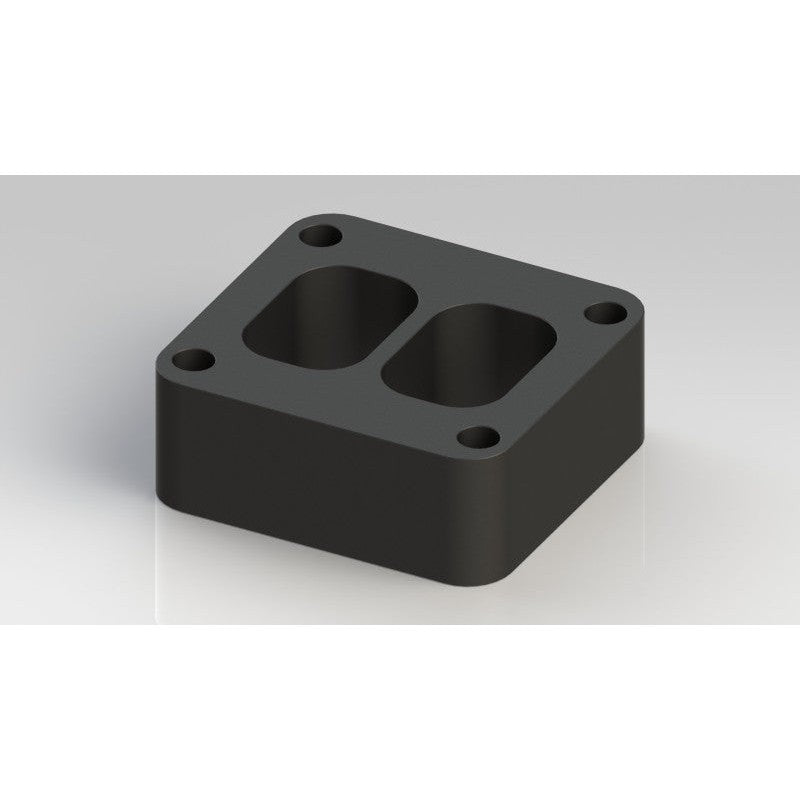 Fleece Performance 1.5-inch T4 turbo pedestal spacer in a black finish for GM Duramax engines.