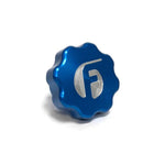 Blue anodized billet aluminum oil cap cover for 2001-2016 Duramax 2500 and 3500 diesel engines.
