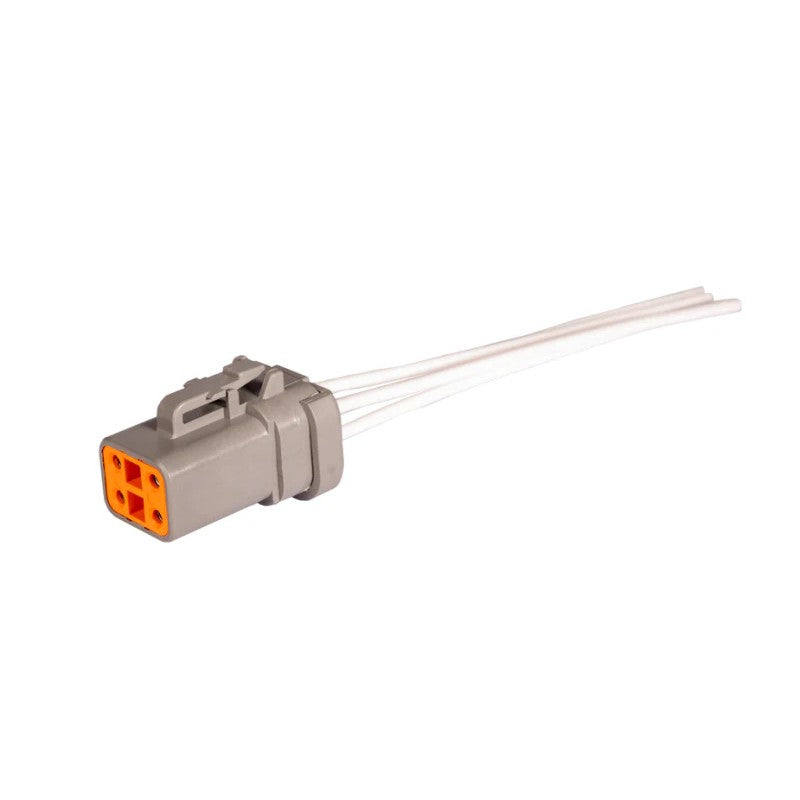 Fleece Performance 4-pin valve cover injector pigtail with 6-inch leads and heat-sealable butt connectors.