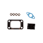 Fleece Performance CW turbocharger installation kit including inlet gasket, T3 oil drain gasket, mounting studs, and nuts.