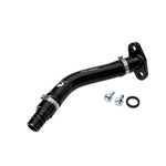 Fleece Performance flexible silicone turbo drain tube kit with black anodized billet aluminum fittings and O-ring seal.