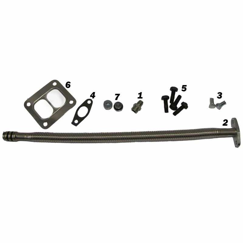 Fleece Performance S300 and S400 turbo installation kit featuring T4 gasket, heavy-duty studs, and cooling system plugs