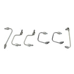 Complete six-piece silver high-pressure fuel injection line set for 6.7L Cummins diesel engines.