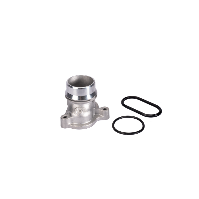 Fleece Performance cast aluminum thermostat housing upgrade with new O-rings for 6.7L Power Stroke engines.