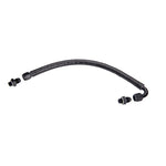 Fleece Performance -6 AN turbocharger oil feed line with Teflon hose, thermal heat shield, and aluminum fittings.