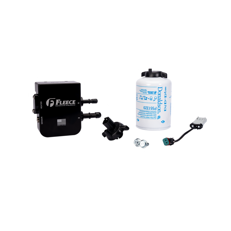 Fleece Performance anodized billet aluminum under-bed fuel filter base with Donaldson filter for 2019-2024 Ram 2500/3500