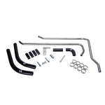Fleece Performance stainless steel heater core line kit with silicone hoses and billet clamps for Dodge 5.9L Cummins.