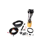 Fleece PowerFlo in-tank lift pump assembly with fuel sender, push-lock fuel hose, and pump block-off plate.