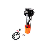 Fleece Performance SureFlo sending unit featuring a billet aluminum cap, fuel float, and universal -8 AN ports.