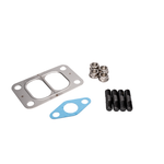 Fleece Performance HX35 turbocharger installation kit with T3 divided gasket, oil drain gasket, and mounting hardware.
