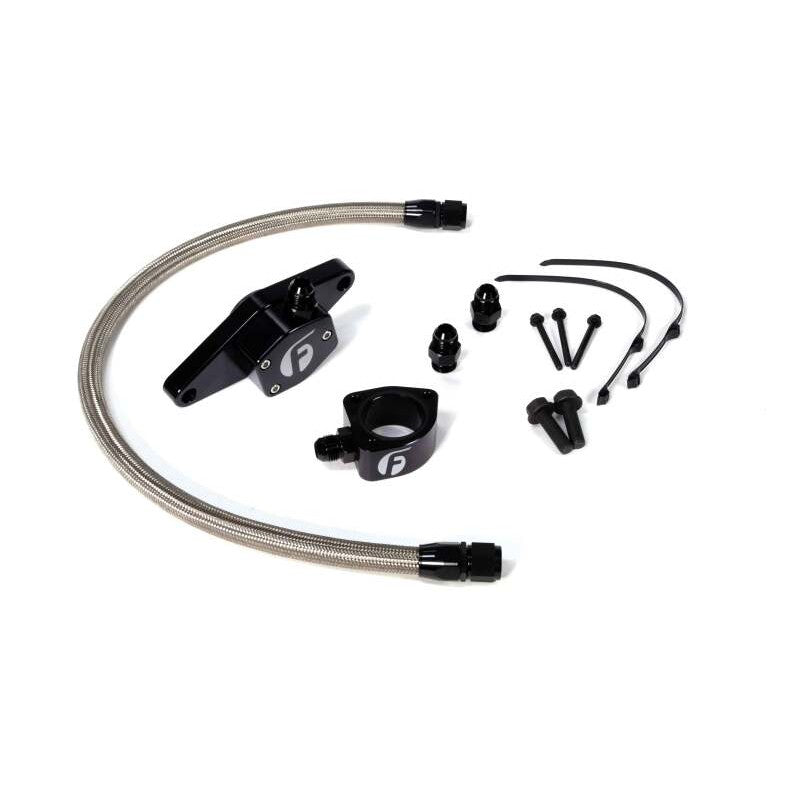 Fleece Performance VP Coolant Bypass Kit with stainless steel braided hose and AN fittings for 1998-2002 Dodge Ram.