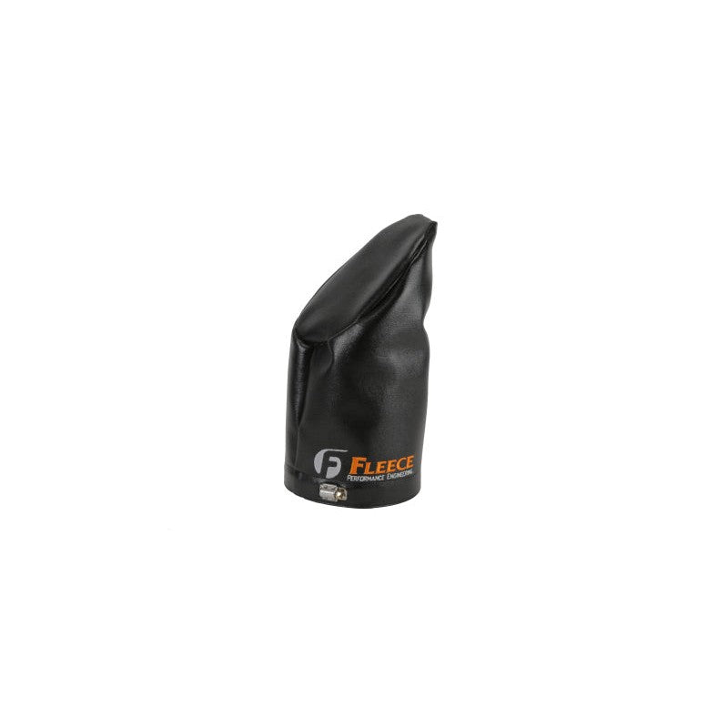 Black heavy-duty vinyl 7-inch exhaust stack cover for 45-degree miter cut pipes with included band clamp