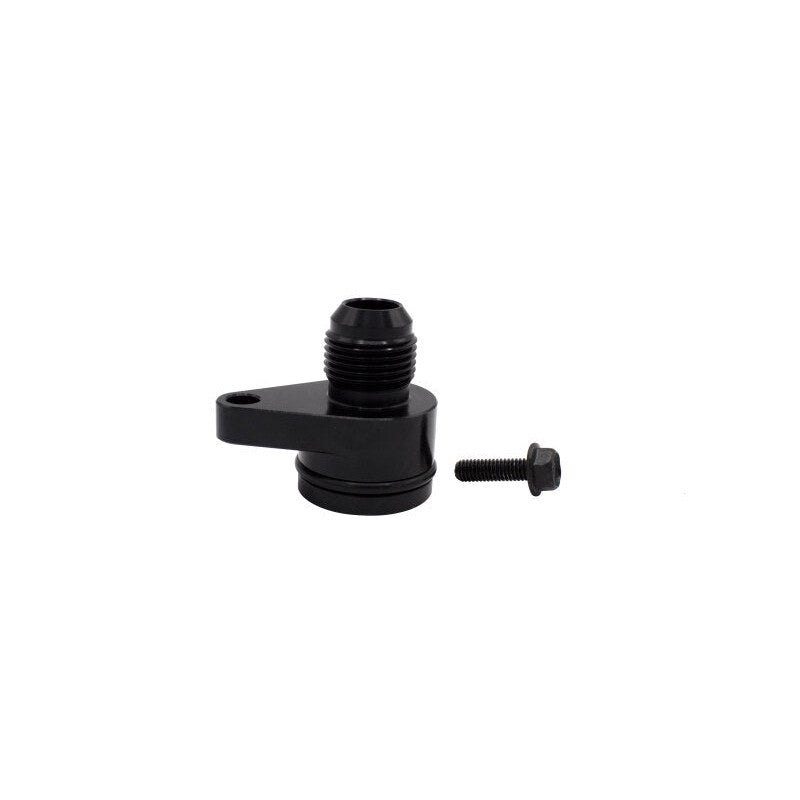 Billet aluminum adapter fitting featuring -10AN male threads and a 1.325-inch O-ring bore interface.