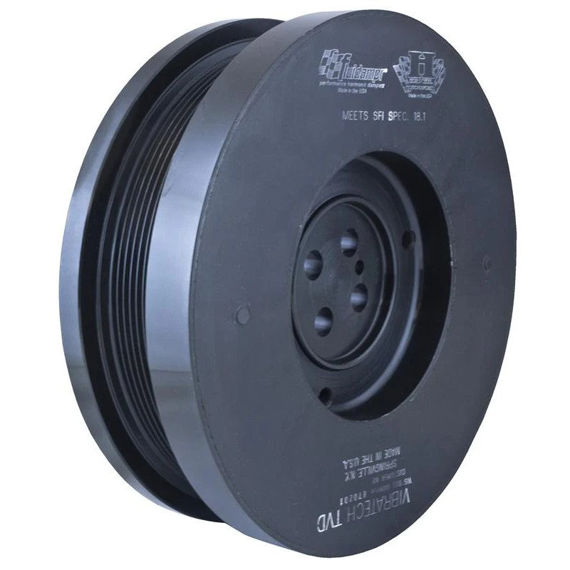 Fluidampr black zinc steel engine damper for Ford 6.0L PowerStroke with engraved timing marks