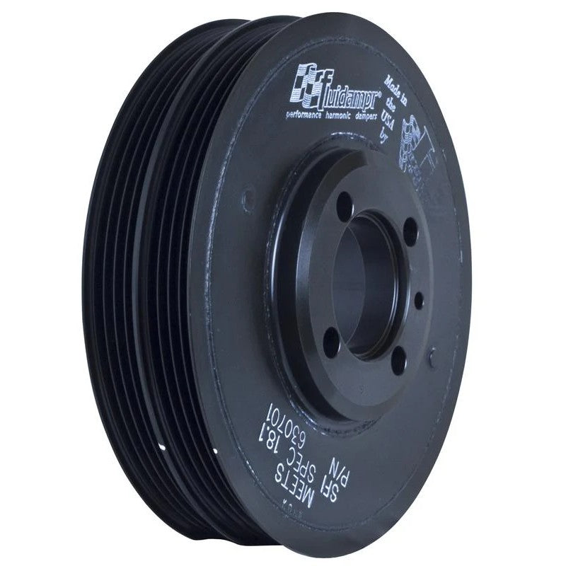Fluidampr 630701 steel internally balanced viscous harmonic damper for Mitsubishi 4G63T with black zinc finish.