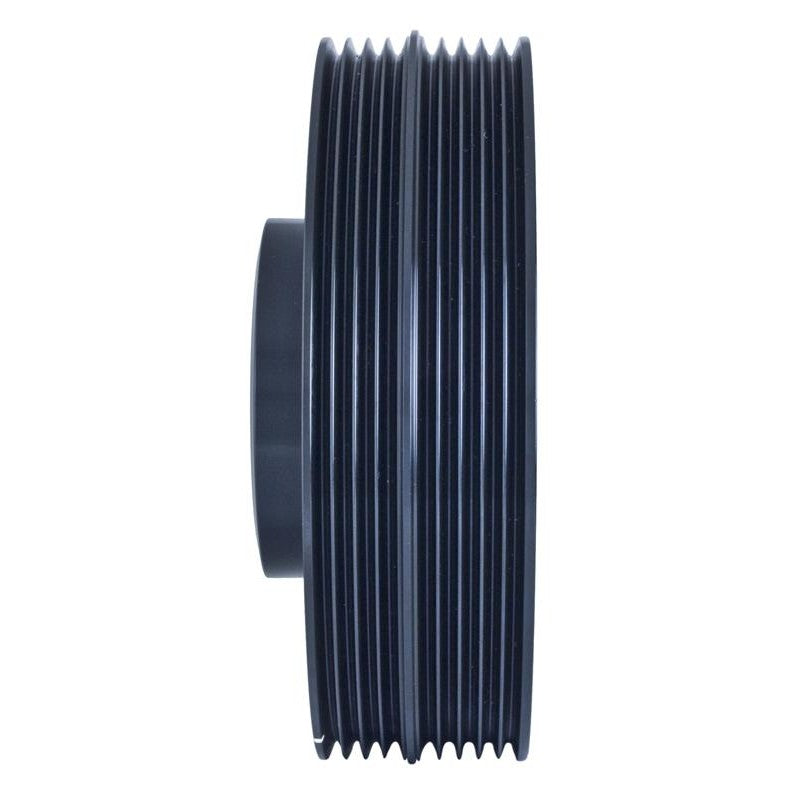Black zinc finished Fluidampr viscous harmonic balancer for Subaru EJ series engines with engraved timing marks.