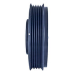 Black zinc finished steel Fluidampr performance harmonic balancer with 4-bolt mounting for Audi and VW 1.8T engines.