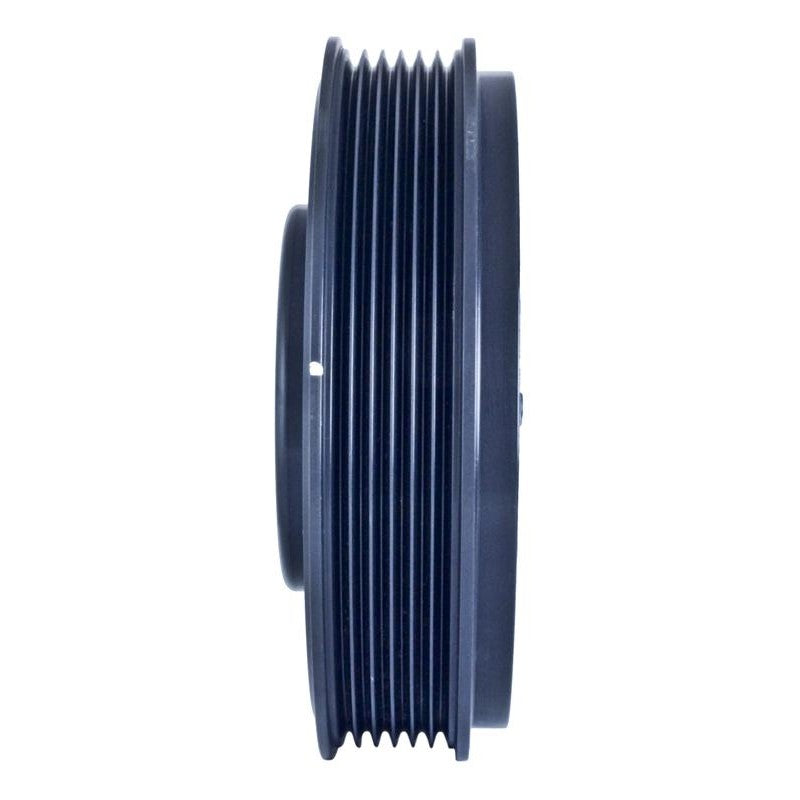 Black zinc finished steel Fluidampr performance harmonic balancer with 4-bolt mounting for Audi and VW 1.8T engines.