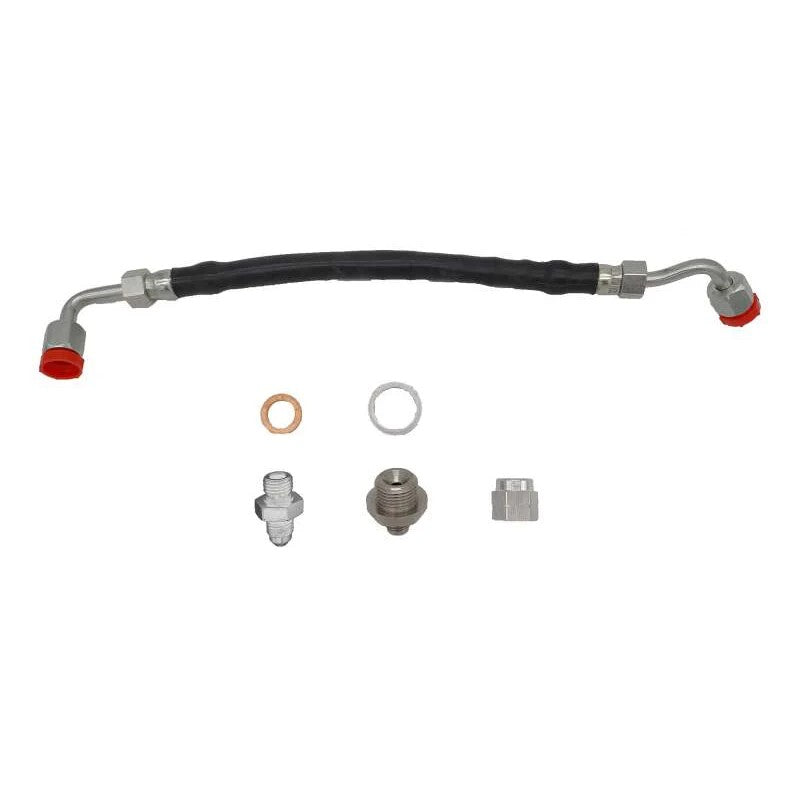 Stainless steel braided oil supply line for Subaru EJ turbochargers, Forced Performance part 3055095.