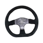 Ford Racing performance steering wheel for 2005-2016 Mustang models showing grip texture and multi-spoke design.