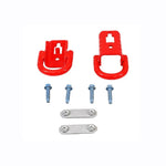Pair of Ford Performance red powder-coated steel tow hooks for 2015-2025 Ford F-150.