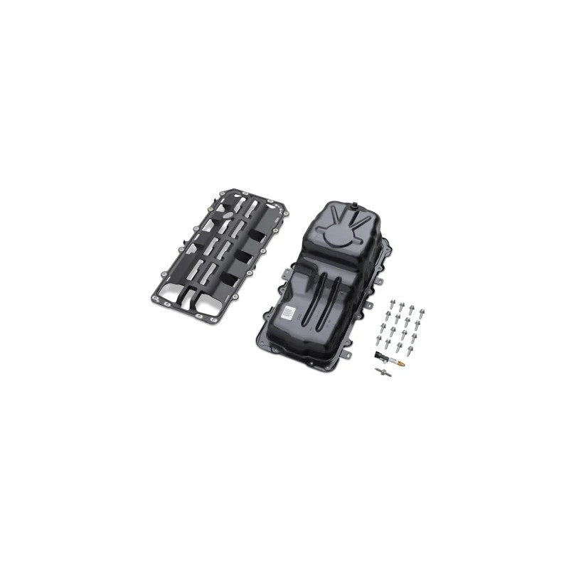 Ford Racing M-6675-M50A1 5.0L Coyote Gen 2 oil pan kit with windage tray gasket, hardware, and jumper harness.