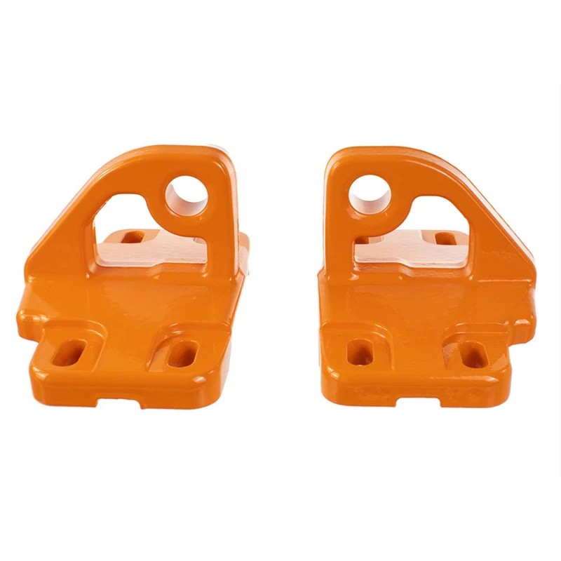 Pair of Ford Racing orange powder-coated front bumper tow hooks for 2021-2025 Ford Bronco with modular bumpers.