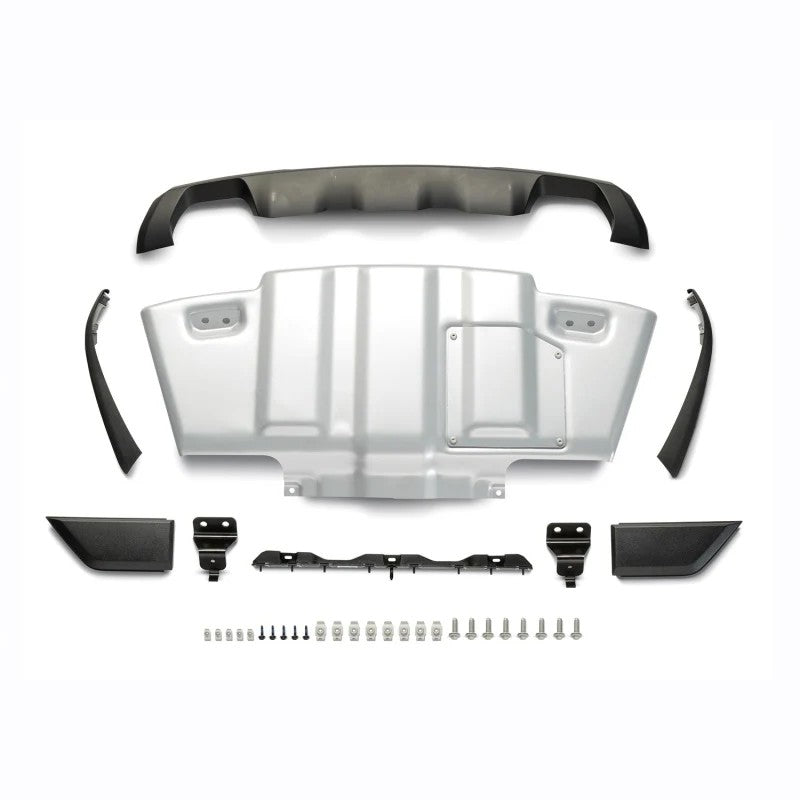 Silver steel front bash plate and skid plate assembly for 2021-2023 Ford F-150 4x4