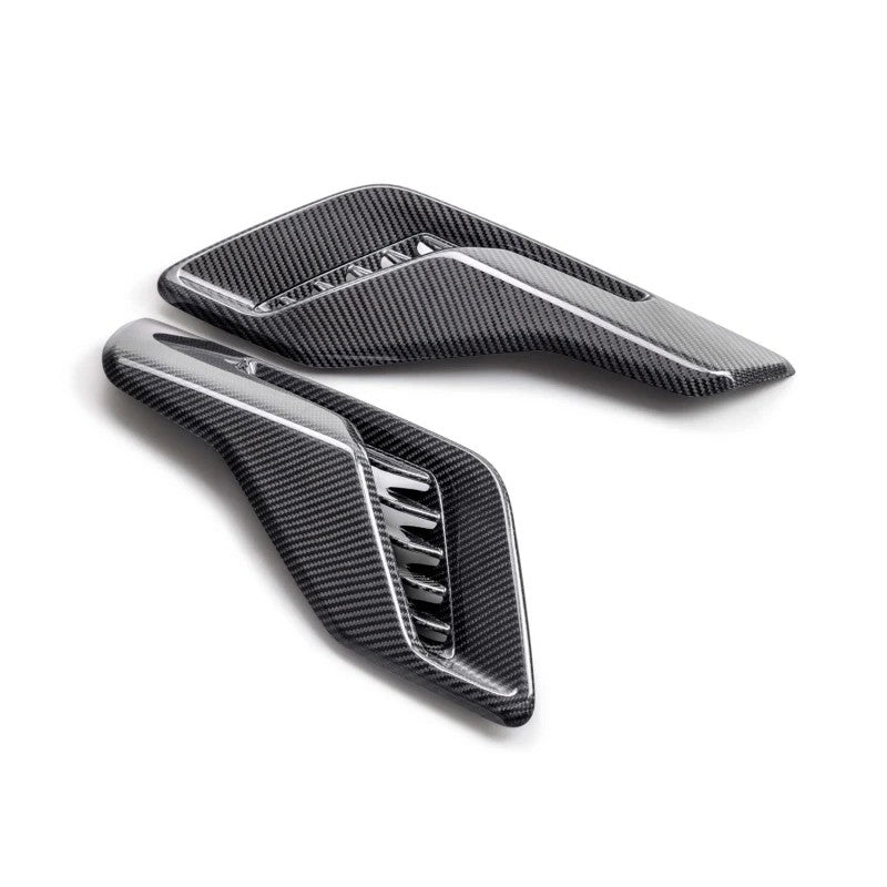 Gloss finish 3K 2x2 twill carbon fiber fender vent set for 2021-2025 Ford F-150 Raptor.