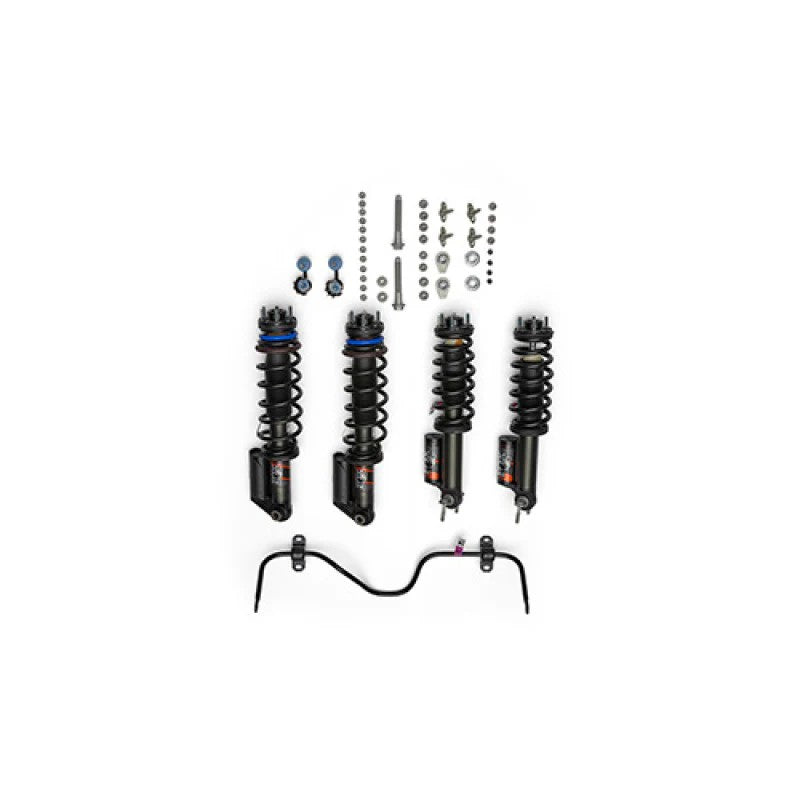 Ford Performance HOSS 3.0 suspension kit featuring FOX 2.5 internal-bypass shocks, remote reservoirs, and stabilizer bar.