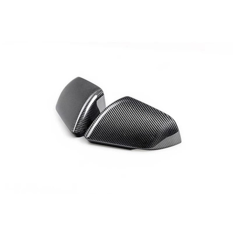Gloss finish 3K 2x2 twill carbon fiber mirror skull caps for 2015-2025 Ford Mustang with integrated turn signals