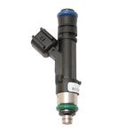 Ford Racing 47 lb/hr fuel injector set of eight featuring blue-tipped injectors with USCAR connectors.
