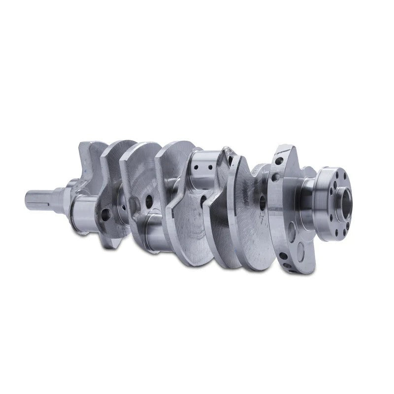 Finish machined cross-plane forged steel crankshaft for Ford 5.2L Coyote engines with 93mm stroke.