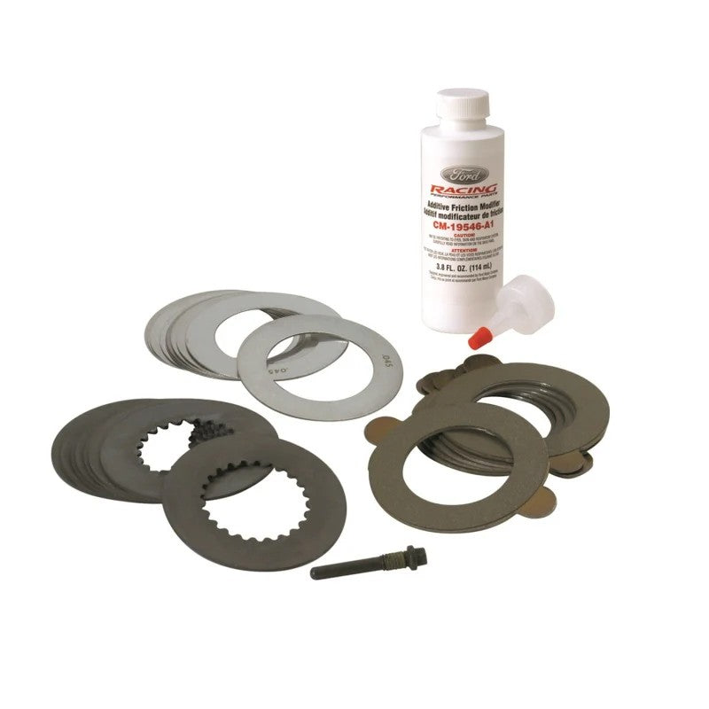 Ford Racing 8.8-inch Traction-Lok differential rebuild kit with clutch packs, shims, and friction modifier bottle.