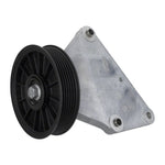 Ford Performance cast aluminum A/C eliminator bracket and idler pulley for 1996-2010 4.6L Mustang engines.